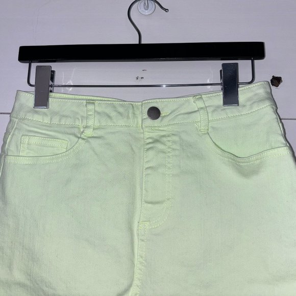 GB Gianni Bini Denim Mini Skirt Stretch Fluorescent Yellow/Lime M - Picture 3 of 5